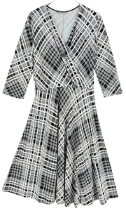 Abito Donna Max Mara A Manica Lunga V-Collo Nero/Bianco Taglia XL - Foto 1 di 16