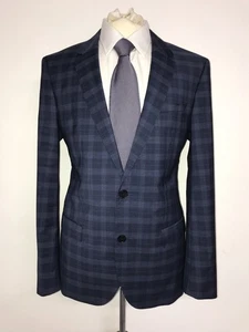 HUGO BOSS - Mens Slim Fit BLUE Checked WOOL SUIT - 40 Reg - W34 L32 - WORN ONCE - Picture 1 of 11