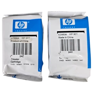 HP 901 Tri-Color Tintenpatronen CC653A CC656A Schwarz ABGELAUFEN 24Z 24M Versiegelt - Bild 1 von 8
