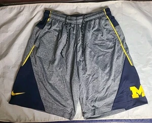 Michigan Wolverines Nike Dri Fit Men's Size XL Basketball Shorts NCAA Gray Blue - Picture 1 of 11