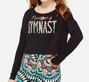 NWT Justice Girl's Gymnastics Gymnast Shirt Tribal Print Blue Pink Sz 18 20 XXL - Picture 1 of 1