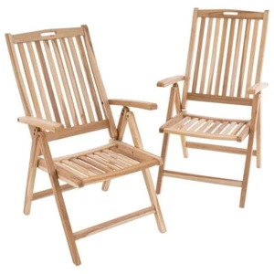 DIVERO 2er Set Gartenstuhl Teakholz Hochlehner Armlehnen klappbar natur - Bild 1 von 9
