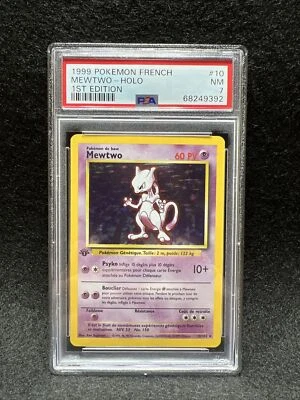 Pokemon 1st Edition French MEWTWO 10/102 (Holo Rare) Base Set PSA 7 Near Mint - Image 1 of 2
