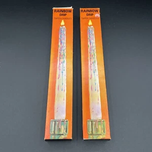 Rainbow Drip Taper Candles - 2 boxes of 2 UNUSED candles each - 4 candles - Picture 1 of 4