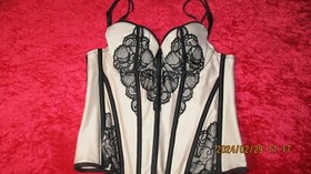 ANN SUMMERS UNDERWIRED SHELL/BLACK CORSET TOP SIZE 10 NWT  'MARLENA'