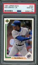 Ken Griffey Jr Seattle Mariners 1991 Upper Deck Baseball Card #555 Graded PSA 10
