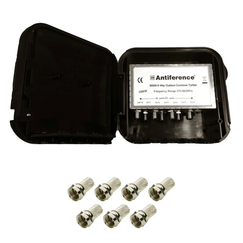 Aerial Splitter 6 Way TV External Masthead Outdoor Distribution 7 x F connectors - Image 1 of 4