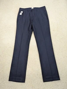 Wool Flannel Pants Mens 30x30 Wool Gap Slim Fit Dark Navy Straight Skinny Leg - Picture 1 of 14