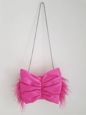 Zara Pink Satin & Feather Evening Bag New Limited Metaverse Collection Rare - Image 1 of 4