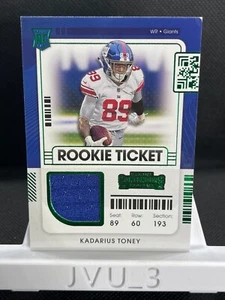 2021 PANINI CONTENDERS KADARIUS TONEY GREEN ROOKIE TICKET PATCH RC #RTS-KTO (a) - Picture 1 of 6