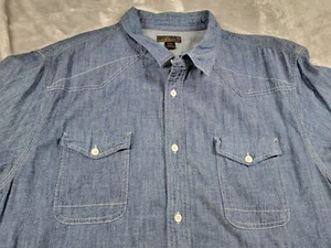 Helix Western Blue Button up Denim Short Sleeve Shirt Men's size 2XL - Picture 1 of 7