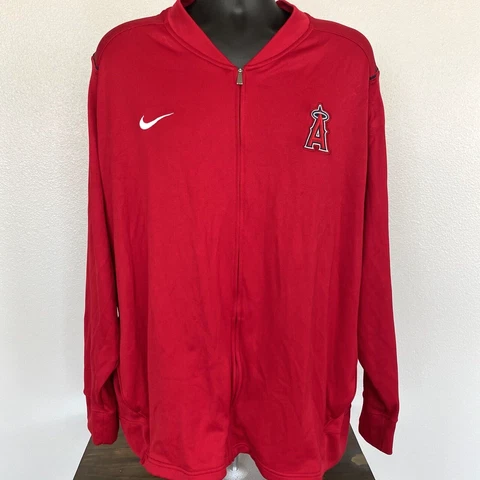 Angels MLB Nike Baseball Mens 3XL Dri-Fit Los Angeles Full Zip Jacket Red Cover