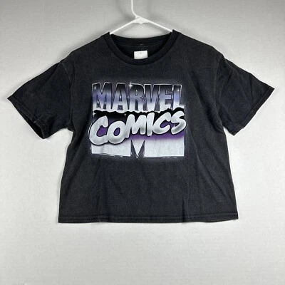 Marvel Comics Shirt Women's Small Grey Purple Graphic 70s 80s Retro Crop Top - Image 1 of 4