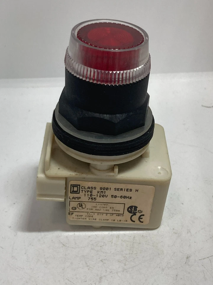 SQUARE D 9001SK1L1R PUSHBUTTON ILL RED FULL GUARD 110-120V 50-60HZ SER H NNB - Image 1 of 3