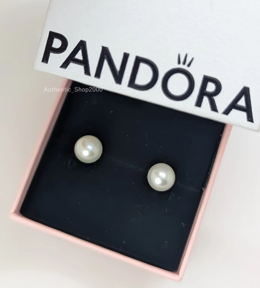 New 100%  PANDORA 925 Elegant Cultured Pearl 7mm Stud Earrings 293169C01 - Image 1 of 4
