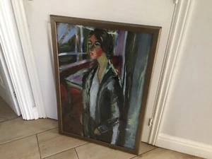 Impressionist Modern Girl Strong Woman Gouache 89 Cm X 62 Cm Unsigned - Picture 1 of 8