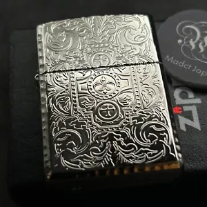 Zippo Accendino Olio Arabesco Argento Platino Armatura Platinata Giappone - Foto 1 di 14
