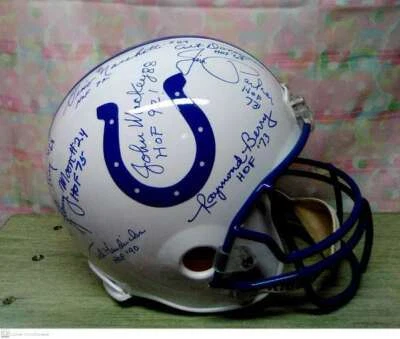 BALTIMORE COLTS FULL SIZE REP T/B HELMET SIGNED BY 8 COLTS HALL OF FAMERS RARE! - Image 1 of 4