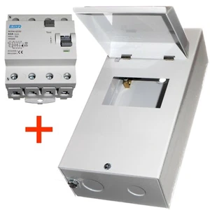 63 Amp 30mA 4 Pole 3-Phase RCD RCCB Trip Switch Metal Enclosed 63A 400V AC - Picture 1 of 12