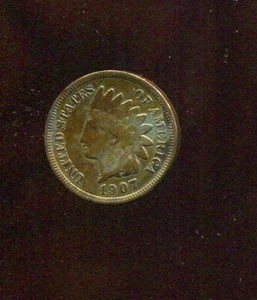 1907 INDIAN HEAD CENT (A912) AU GORGEOUS TONING All Letters in LIBERTY Readable - Picture 1 of 2