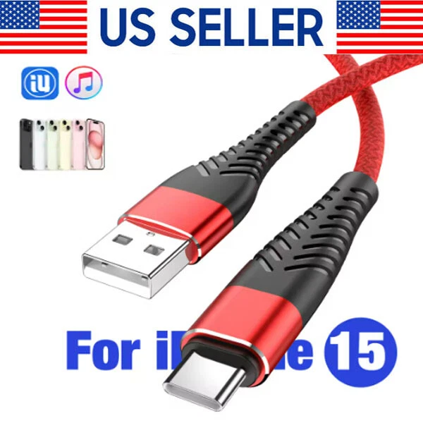Type C USB C Fast Charging Charger Cable Cord For iPhone 15 16 Samsung S21 S20  - Image 1 of 4