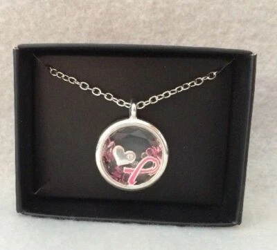 Avon Breast Cancer Awareness Crusade Pink Ribbon Shaky Necklace New in Box  - Image 1 of 4