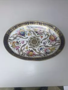 Modello floreale Davenport oro pregiato circa 1820 piedi, ciotola ovale, nuovo di zecca - Foto 1 di 7
