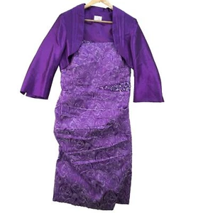 Libra Purple Polyester 2 Piece Dress Suit Women Size UK 14R & Dress 14R - Picture 1 of 16