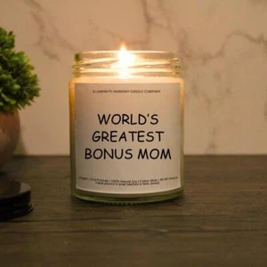 World's Greatest Bonus Mom Candle | Step Mom Birthday Gift | Mother's Day Gift - Picture 1 of 6