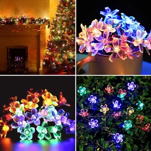 LED Pfirsich Blume Solarlicht Party Fee Outdoor Schnur Lichter Terrasse Garten - Bild 1 von 13