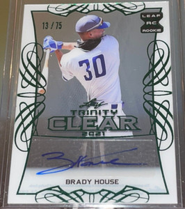 RARE BRADY HOUSE AUTO /75 CLEAR 2021 LEAF TRINITY BASEBALL WASHINGTON NATIONALS