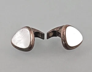 a-9325115 Paar Manschettenknöpfe versilbert Perlmutt Vintage D2cm - Bild 1 von 2