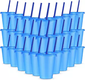 30 Pieces Reusable Cups with Lids and Straws 16 Oz Glitter Iced Coffee Tumbler P - Picture 1 of 6