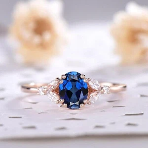Anello di fidanzamento in zaffiro 1,10 carati argento rosa placcato oro rosa - Foto 1 di 5