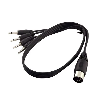 50cm MIDI DIN 5 Pin Male Plug to 4x 3.5mm 1/8" Jack Mono AUX Audio Adapter Cable - Image 1 of 4
