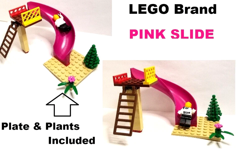 LEGO Minifigura Rosa Diapositiva Plataforma Escalera Árbol Flores Base Placa Caja de Arena Foto 1 de 1