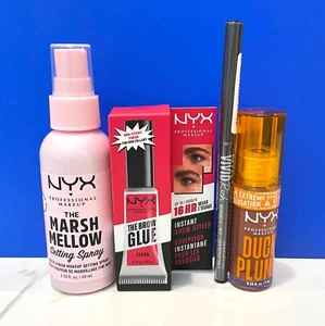 NYX Conjunto de Paquete de 4 Piezas - Spray para Labios, Cejas, Ojos y Ajuste NUEVO SELLADO - Imagen 1 de 5