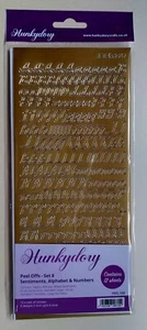 Hunkydory Peel Offs, 8er Set, Sprüche Alphabete und Zahlen, Gold und Silber - Bild 1 von 2