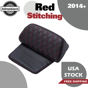 Diamond Pattern Red Stitching Chopped Tour Pack Cushion Razor Backrest Pad - Picture 1 of 10