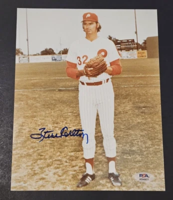 STEVE CARLTON Signed 8x10 Photo-HALL OF FAME-PHILADELPHIA PHILLIES-PSA - Image 1 of 3
