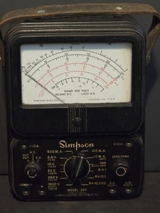 Vintage Simpson Analog Multimeter Model 260 Early Model with Leather Strap - Picture 1 of 8