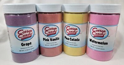 Cotton Candy Express Floss Sugar 4Pack GRAPE PINA COLADA WATERMELON PINK VANILLA
