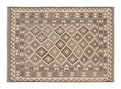 Afghan Kelim Old Style Natural Teppich 140x200 Handgewebt Beige Geometrisch a - Bild 1 von 4