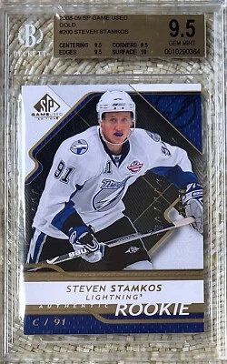 2008-09 SP GAME USED GOLD 22/50 STEVEN STAMKOS RC BGS 9.5 TRUE GEM FHOF - Image 1 of 2