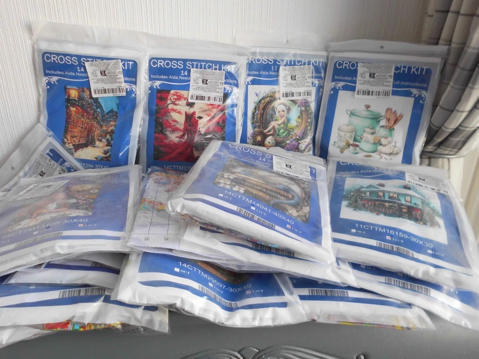 CROSS STITCH KITS ON PRINTED AIDA ~EVERYTHING INCLUDED READ ON~ UPDATED 01/11/25 - Image 1 of 1