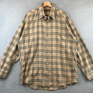 Vintage Burberry London Plaid Nova Check Cotton Button Up Shirt XL - Picture 1 of 10