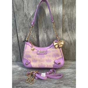 Vintage Juicy Couture Schultertasche mit goldenem Schleifenanhänger - Bild 1 von 8