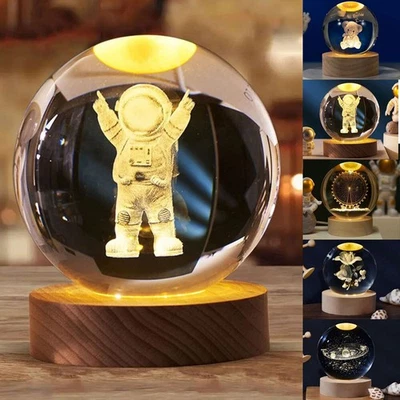 Planet 3D Kristallkugel Mondkugel Schreibtischlampe USB LED Nachtlicht Geschenk. - Bild 1 von 4