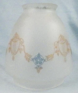 Art Deco Lamp Shade Frosted Glass Gold Blue Garland Table Stand Vintage #157 - Picture 1 of 9