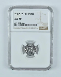 2002 $10 American Platinum Eagle 1/10 Oz Platinum MS70 NGC Brown Label *4177 - Picture 1 of 5